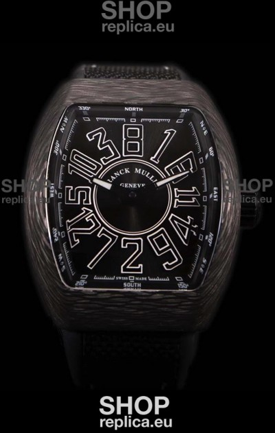 Franck Muller Vanguard Carbon Casing Black Indexes Swiss Watch