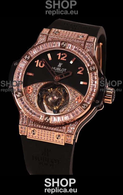 Hublot Tourbillon Solo Bang Sapphires Pink Gold Swiss Watch