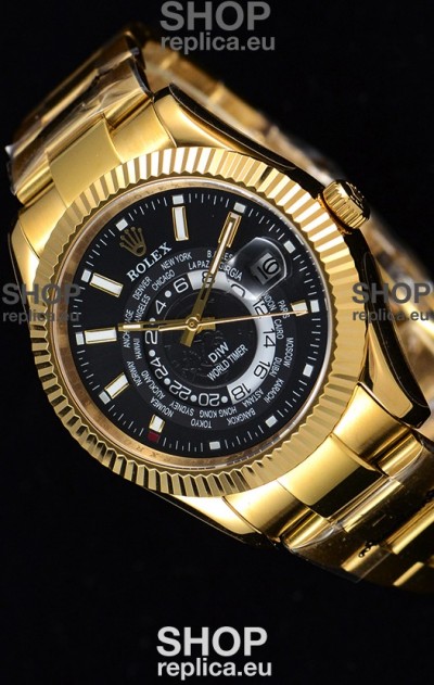 Rolex SkyDweller Swiss Watch in 18K Yellow Gold Case - DIW Edition Black Dial 