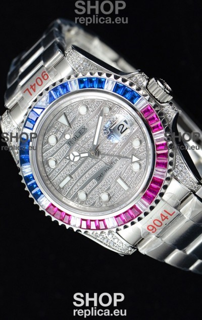 Rolex GMT Masters II Iced out Swiss watch with 904L Steel Case