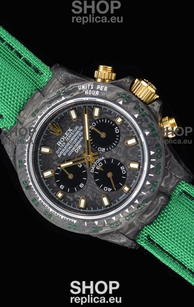 Rolex Daytona DiW Forged Cabon Casing 1:1 Mirror Replica with Green Nylon Strap 