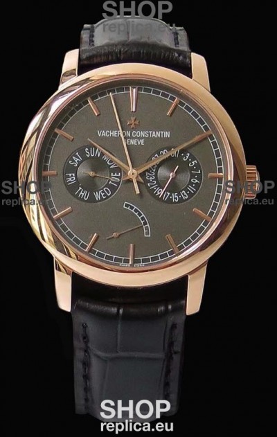 Vacheron Constantin Traditionnelle Day Date Pink Gold Swiss Replica Watch 