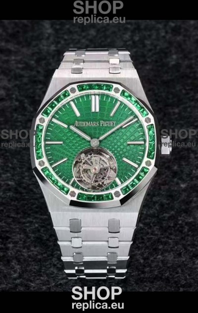 Audemars Piguet Royal Oak Flying Tourbillon 41mm Green Dial in 904L Casing - Green Tapisserie Dial