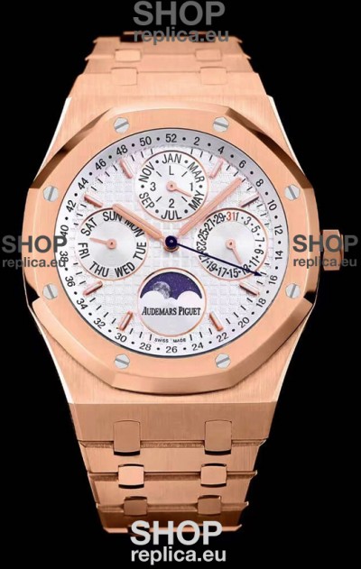 Audemars Piguet Royal Oak Perpetual Calendar Swiss Replica 904L Steel in Rose Gold Casing