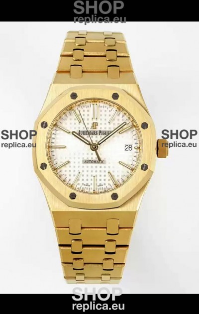 Audemars Piguet Royal Oak 37MM White Dial Yellow Gold Watch in 3120 Movement - 1:1 Mirror Replica