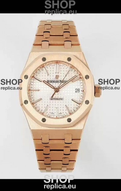 Audemars Piguet Royal Oak 37MM White Dial Rose Gold Watch in 3120 Movement - 1:1 Mirror Replica