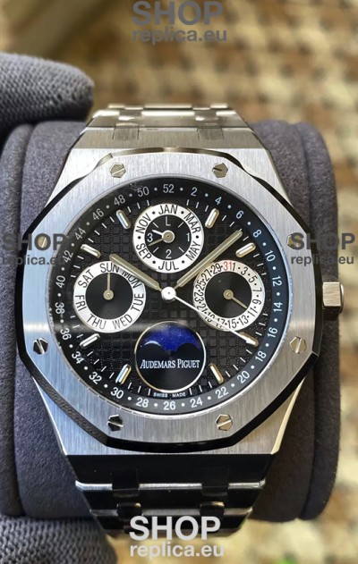 Audemars Piguet Royal Oak Perpetual Calendar Swiss Replica 904L Steel in Black Dial 
