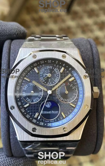Audemars Piguet Royal Oak Perpetual Calendar Swiss Replica 904L Steel in Steel Blue Dial