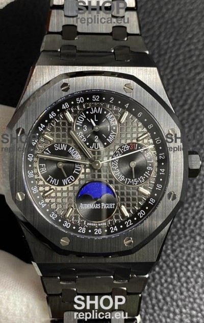 Audemars Piguet Royal Oak Perpetual Calendar Swiss Replica Black PVD Casing in Black Dial 