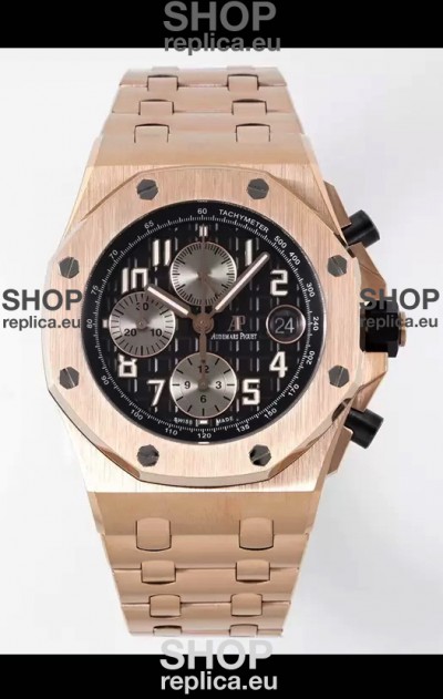 Audemars Piguet Royal Oak Offshore Black Dial Chronograph 1:1 Mirror Replica Watch - Rose Gold 