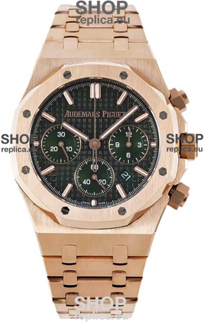 Audemars Piguet Royal Oak Chronograph 1:1 Mirror Replica - Rose Gold Casing Green Dial in 41MM