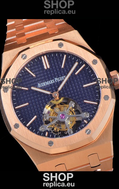 Audemars Piguet Royal Oak Tourbillon 41mm Blue Dial in 904L Steel Rose Gold Casing