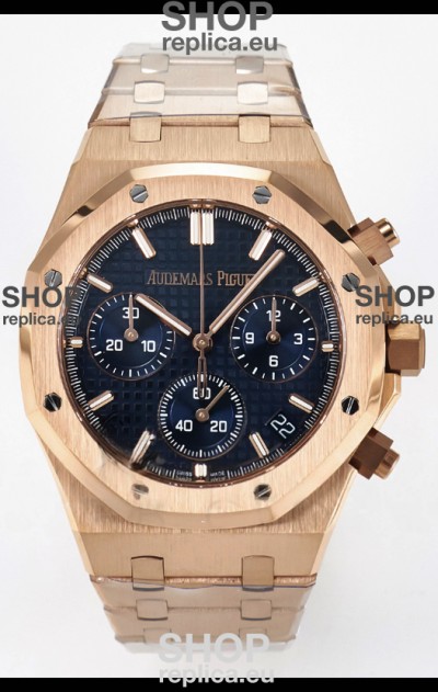 Audemars Piguet Royal Oak Super Clone - Black Dial Rose Gold Casing 41MM