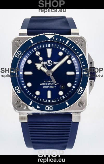 Bell & Ross BR03-92 Diver Stainless Steel - Blue Dial Swiss Replica Watch 1:1 Mirror Replica