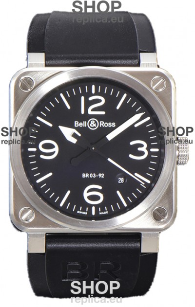 Bell and Ross BR03-92 Black Dial 904L Steel Swiss Replica Watch 