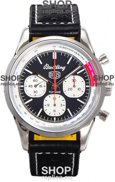 Breitling Top Time B01 Deus Edition Black Dial Leather Strap 1:1 Mirror Swiss Replica Watch 
