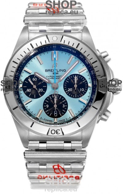 Breitling Chronomat B01 42 Edition Swiss 904L Steel Casing Light Blue Dial 1:1 Mirror Replica Watch