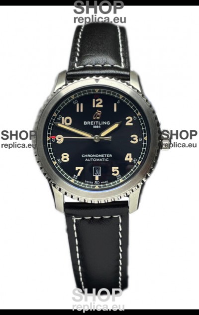 Breitling Navitimer Aviator 8 Automatic 41 Black Dial Brown Strap 1:1 Mirror Swiss Replica Watch 