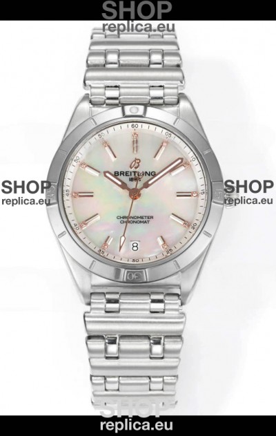 Breitling Chronomat 36MM Stainless Steel Casing 1:1 Mirror Replica Watch Pearl Dial