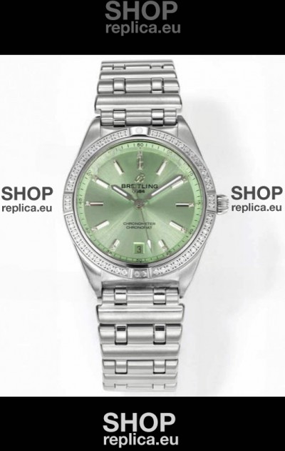 Breitling Chronomat 36MM Stainless Steel Casing 1:1 Mirror Replica Watch Green Dial