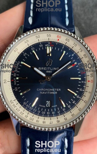 Breitling Navitimer 1 Automatic Swiss Replica Watch in Blue Dial - Leather Strap