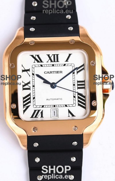 Santos De Cartier Rose Gold Casing 1:1 Mirror Swiss Replica Watch 40MM