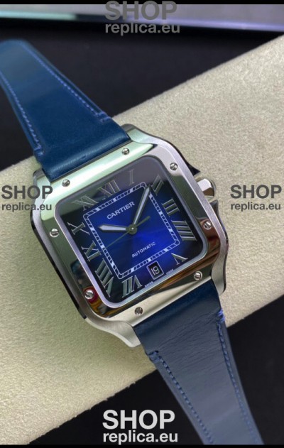 Santos De Cartier Stainless Steel Casing 1:1 Mirror Swiss Replica Watch Blue Dial 40MM