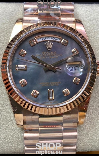 Rolex Day Date 36MM 118235 Rose Gold in Pearl Dial 1:1 Mirror Replica Watch