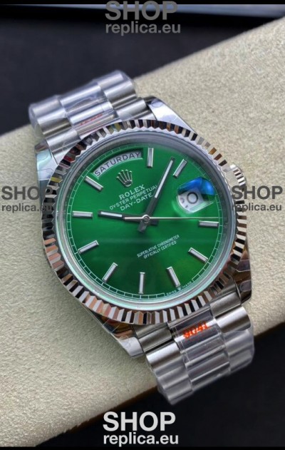 Rolex Day Date 904L Stainless Steel Watch 40MM - Green Dial 1:1 Mirror Quality