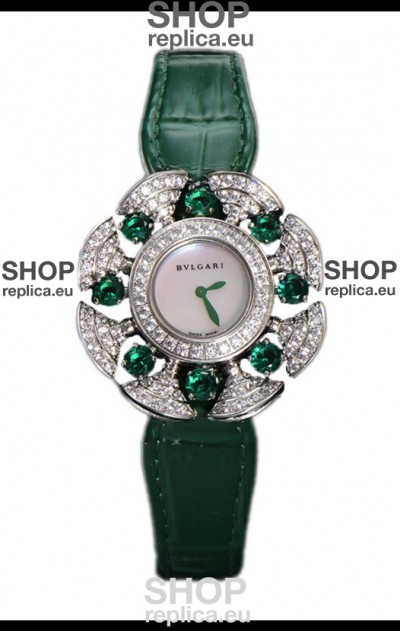 Bvlgari Divas's Dream Edition Watch in Steel Casing - Diamonds Paved Bezel Swiss Replica