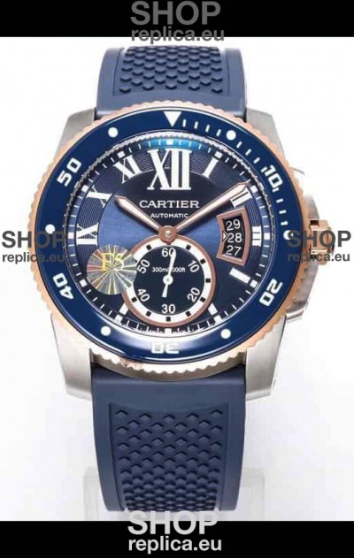 Calibre De Cartier Watch 42MM Blue Dial Steel Case - 1:1 Mirror Replica Watch