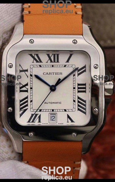 Santos De Cartier 1:1 Mirror Replica - 40MM Leather Strap Watch