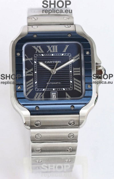 Santos De Cartier 1:1 Blue DLC Bezel Swiss Replica Watch 40MM
