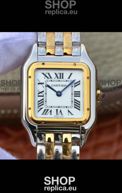 Cartier PANTHERE Edition 1:1 Mirror Swiss Watch 2 Tone Yellow Gold White Dial 