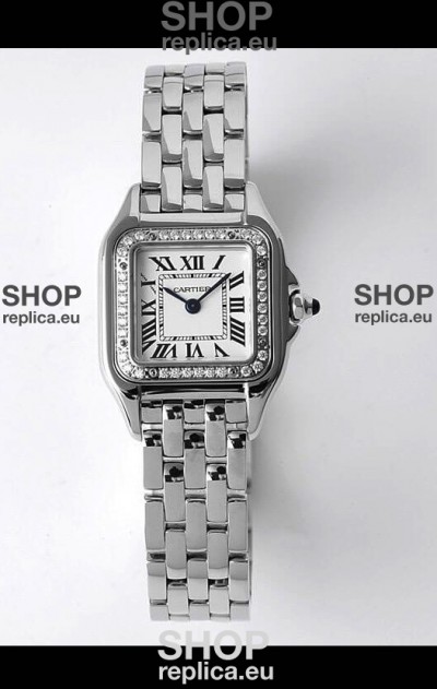 Cartier PANTHERE Edition 22MM 1:1 Mirror Quality Swiss Replica Watch in White Dial - Diamonds Bezel