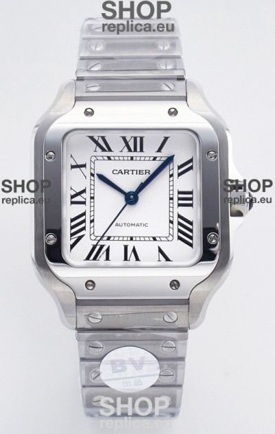 Cartier Santos De Cartier 904L Steel White Dial Super Clone Replica 35MM Watch 
