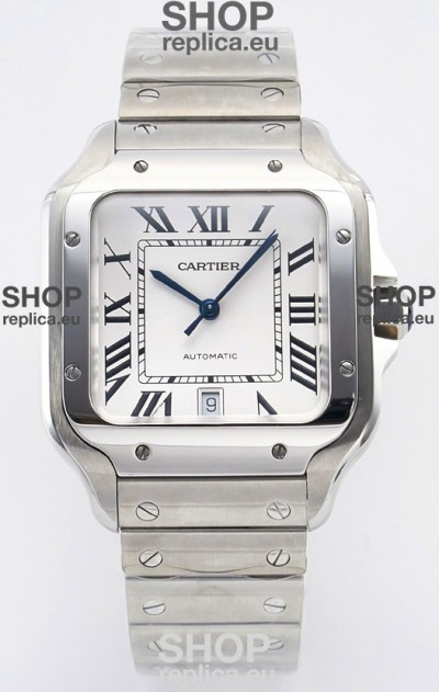 Cartier Santos De Cartier 904L Steel White Dial Super Clone Replica 40MM Watch 