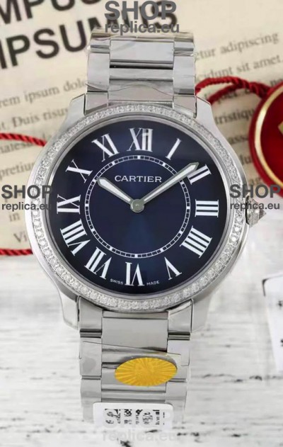 Cartier Ronde Must 36MM Swiss Quartz Blue Dial 1:1 Mirror Swiss Replica Watch 