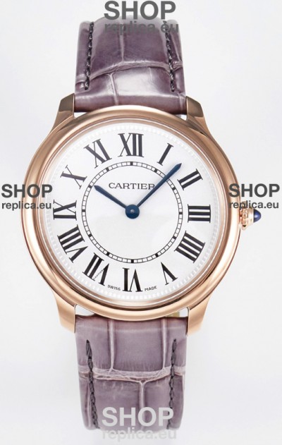 Ronde Louis Cartier Super Clone 36MM Rose Gold Watch in Swiss Quartz Movement