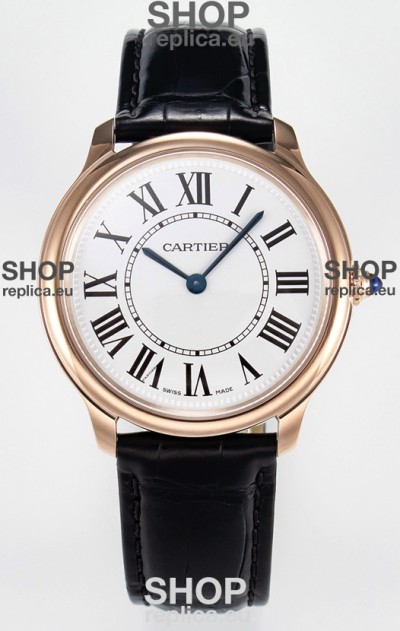 Ronde Louis Cartier Super Clone 36MM Rose Gold Watch in Swiss Quartz Movement