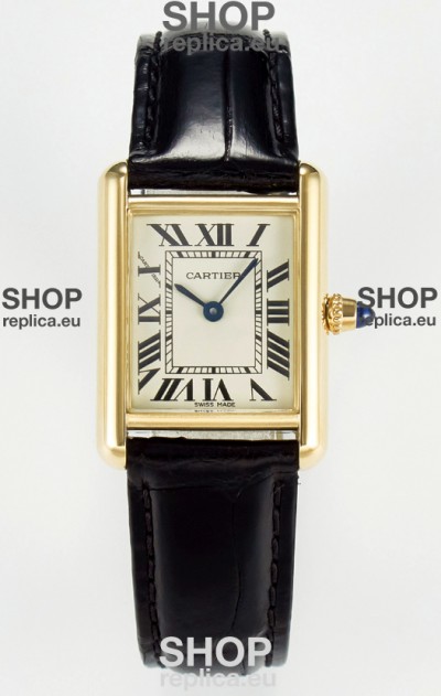 Tank Must Cartier Super Clone Edition 29MM Watch in Yellow Gold Casing 