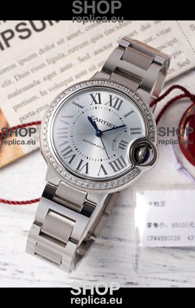 Ballon De Cartier Swiss Automatic Steel Dial Mirror Quality 33MM in Stainless Steel 