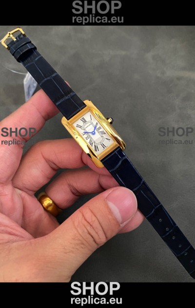 Cartier Tank Americaine Ladies Swiss Quartz Watch 1:1 Mirror Replica Yellow Gold Casing