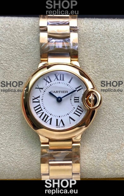 Ballon De Cartier Swiss Quartz 1:1 Mirror Quality 28MM in Rose Gold Casing