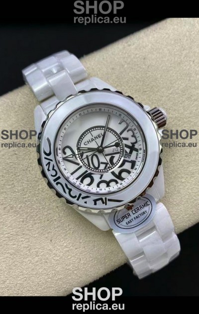 Chanel J12 Ladies White Ceramic Casing White Dial Watch 1:1 Mirror Replica Watch