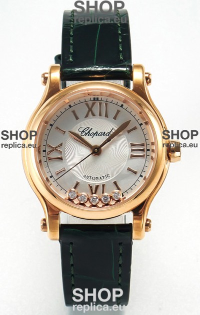 Chopard Happy Sport Swiss Automatic Replica Watch - Rose Gold Casing - 30MM 