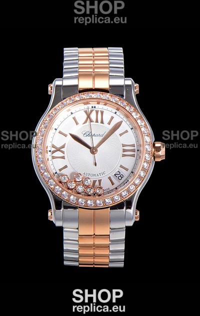 Chopard Happy Sport 1:1 Mirror Swiss Automatic Replica Watch 36MM Two Tone Rose Gold Casing