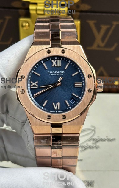 Chopard Alpine Eagle Rose Gold Blue Dial Super Clone Replica Watch 
