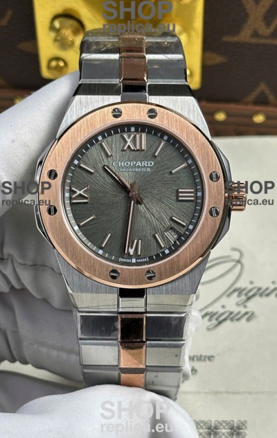 Chopard Alpine Eagle Two Tone Rose Gold Grey Dial Super Clone Replica Watch 