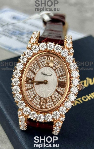 Chopard Super Clone L'Heure du Diamant Mossanites Yellow Gold Watch 34MM